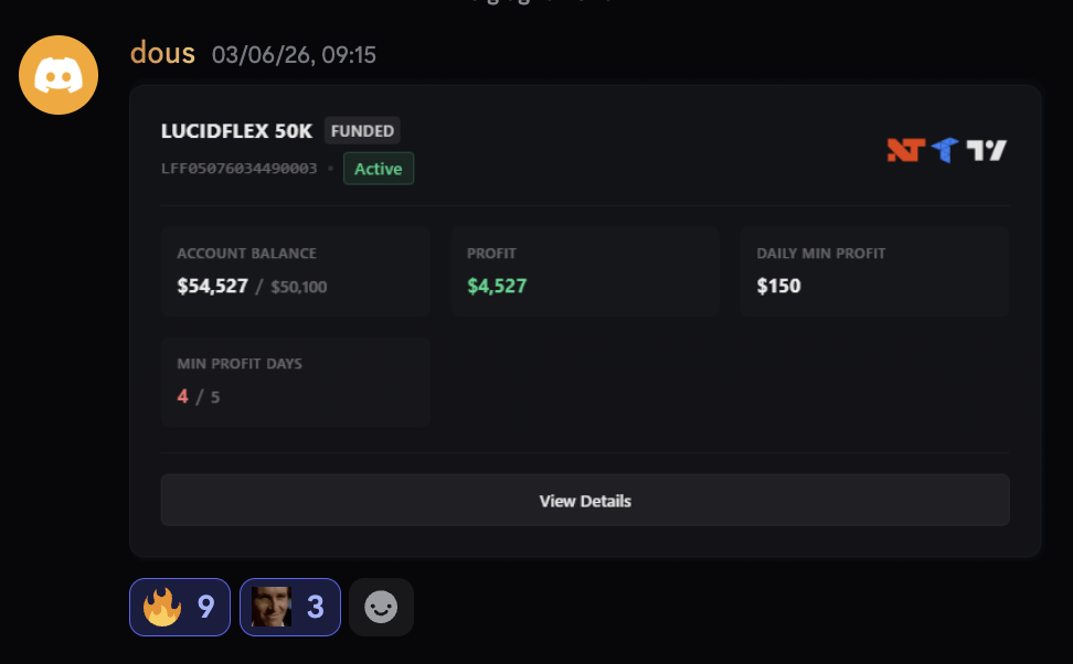 Dous Lucidflex 50K funded account