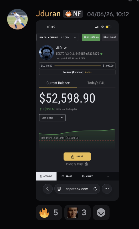 Jduran funded account balance screenshot