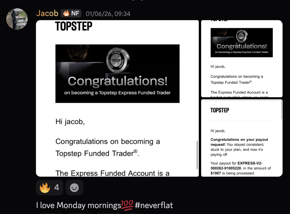 Jacob Topstep funded trader congratulations